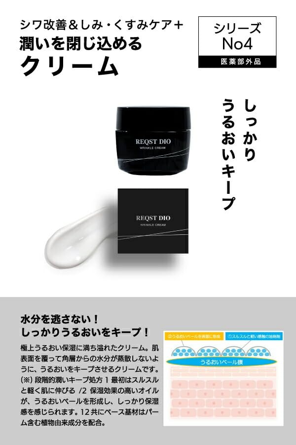 REQST DIO WRINKLE CREAM a Cream for Men That Improves Wrinkles and Nasolabial Dark Circles Around the Eyes and 50g, Quasi-drug Folds. Niacinamide.