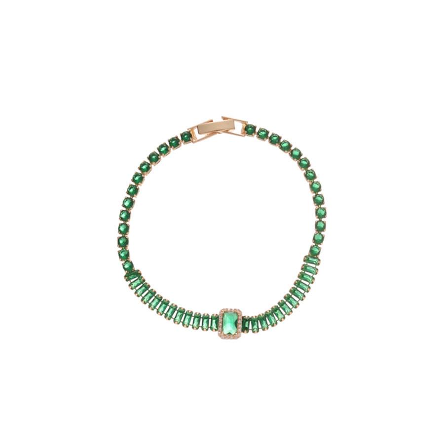 Geometric Square Zircon Bracelet For Women With Gold Finish Elegant Fashion Jewelry