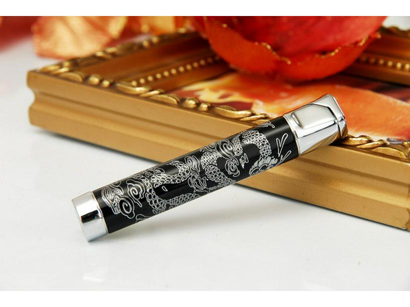 Exclusive Personalized Double-Plated Dragon Slim Round Lighter - Custom Open Flame for Ladies