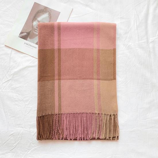9-Color 2024 Autumn And Winter New Item Imitation Cashmere Thickened Warm Tassel Classic Plaid Temperament Shawl Scarf For Women