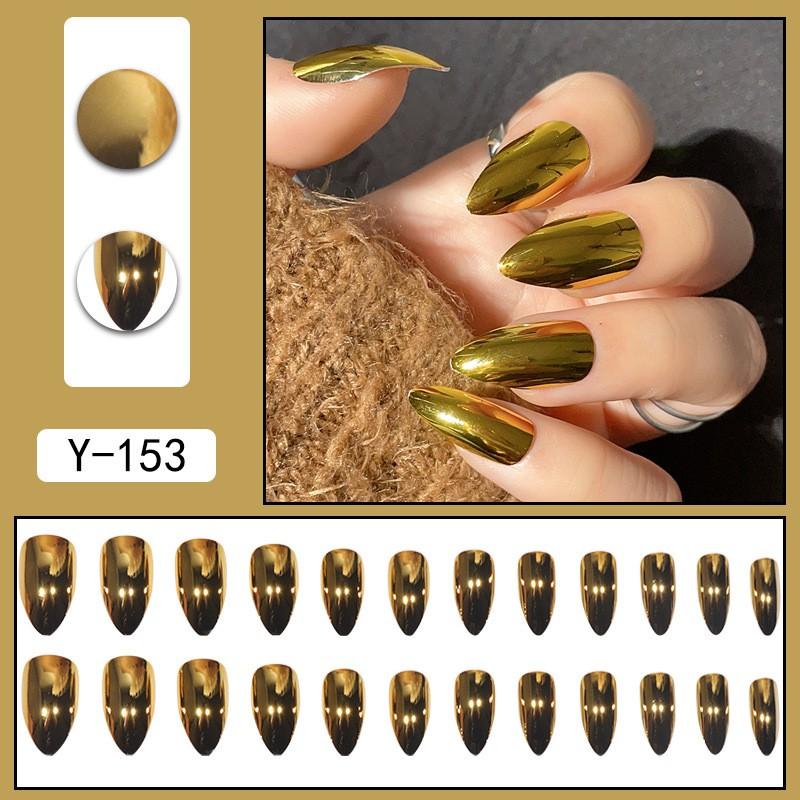 Short Press-On Nails Set Ins Style Fake Full Cover Acrylic Nail Tips Women Daily Wear