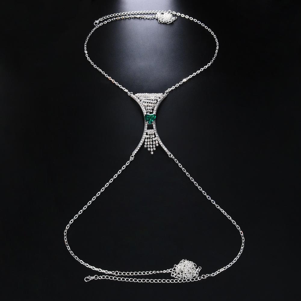 High Quality Adjustable Crystal Chest Chain Necklace Chest Heart Rhinestone Tassel Body Chain Lingerie Sexy for Women