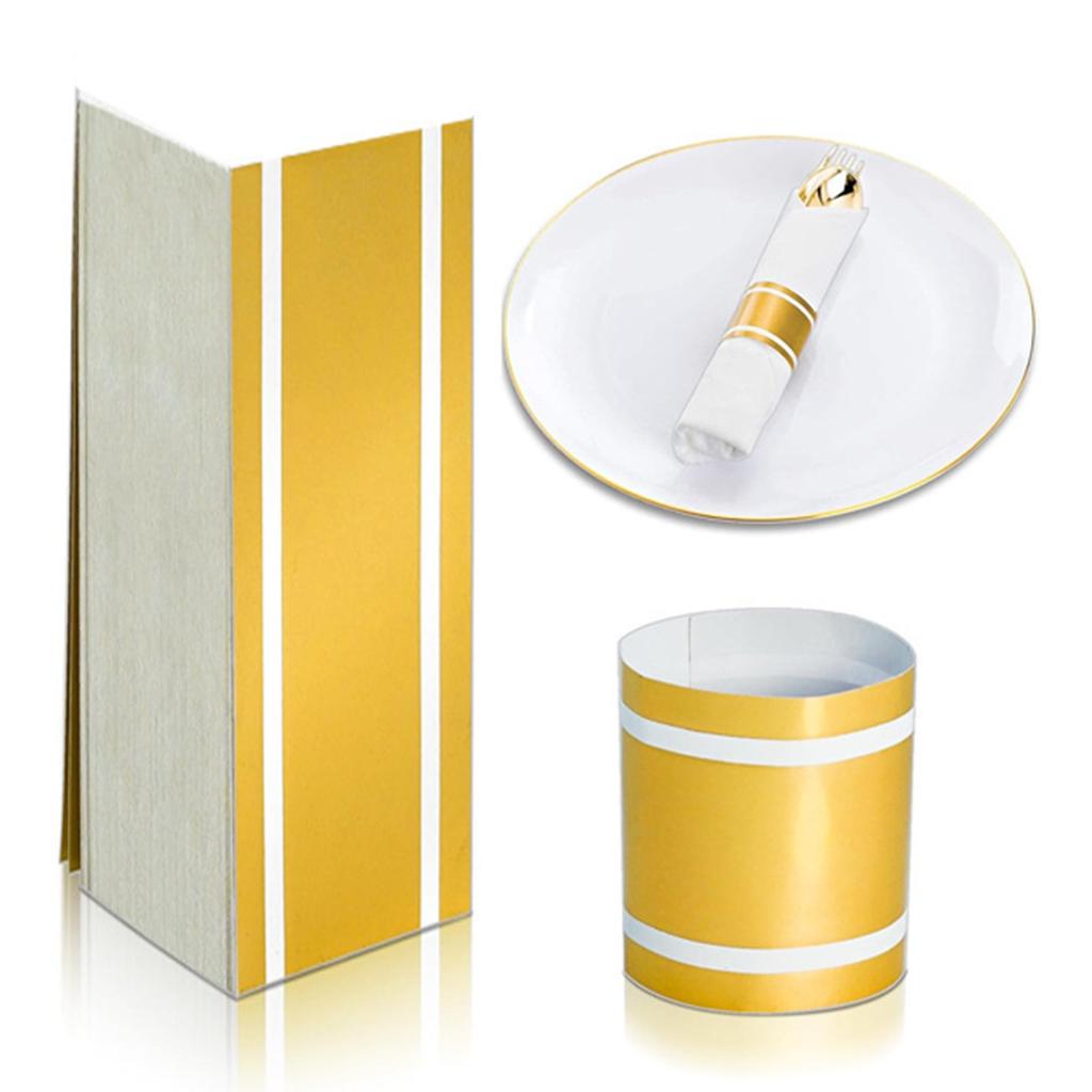 100pcs Wedding Napkin Bands Matte Gold Color Sophisticated and Luxurious Look for Wedding Party Supplies