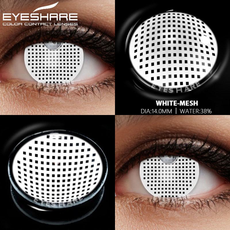 2pcs Halloween Colorful Contact Lenses for Eyes Anime Cosplay Eye Lenses Multicolored Lenses White Lenses Blue Eye Lens