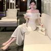 Sexy Satin Tube Top Suspender Dress Temperament Slim Split Ends Hip Wrap High-end Evening Dress Long Dress Women