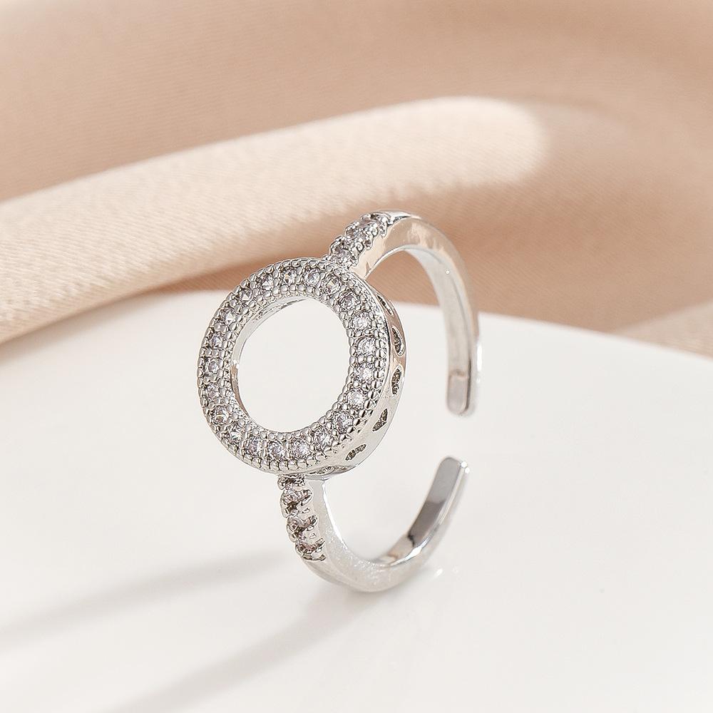 Gold Sliver Color Hoop Shape Zirconia Cuff Rings For Women Copper Paved Diamond Openable Finger Accessory
