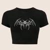 Slim Fit Cropped Graphic Tee With Skeleton Print - Streetwear Short Sleeve Top Teens Young Adults