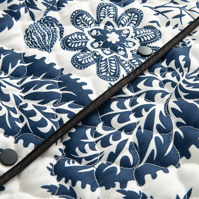 Jachetă de bumbac matlasat cu imprimeu pentru femei europene și americane, Primăvara 2025