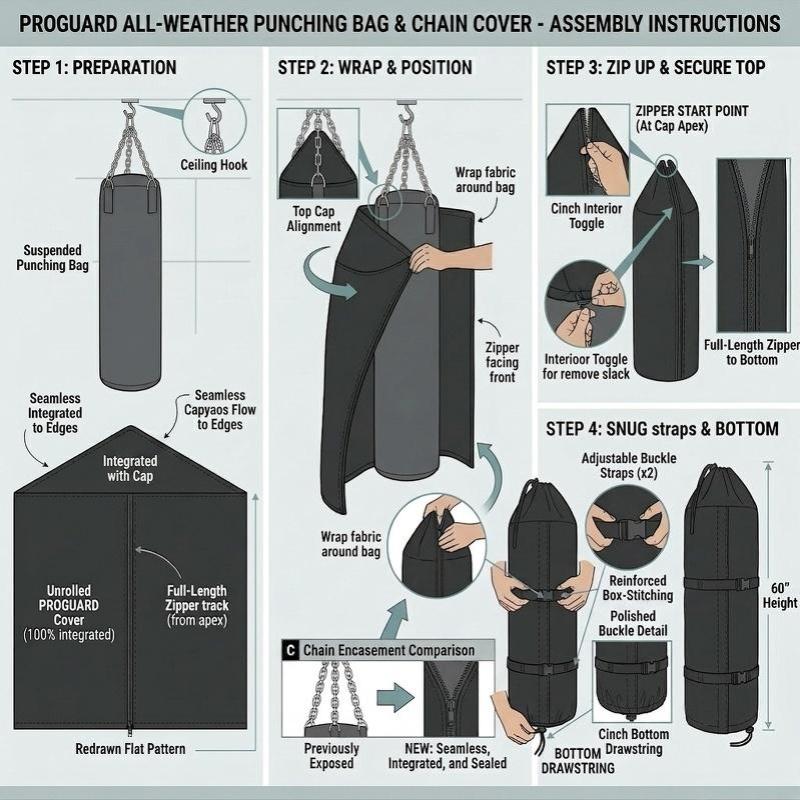 Punching Bag Dust Cover Dustproof Weather Resistant Heavy Duty Boxing Bag Cover For Outdoor Hanging Punching Bag, Only Cover