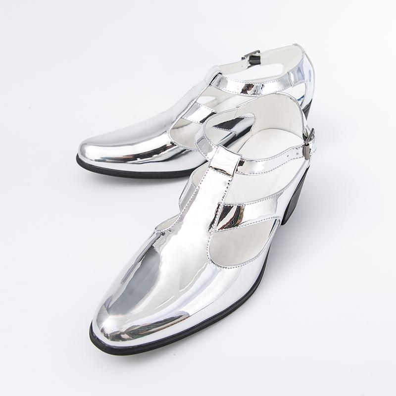 Summer New Men Gladiators Pointed Charm Gold Silver Belt Buckle Leather Casual Shoes Breathable Beach Sandals Outdoor Slippers