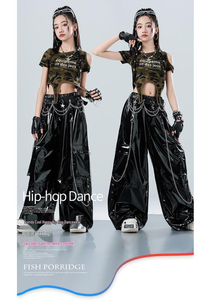 Trendiges Jazz-Crop-Top für Mädchen: Modisches Hip Hop Street Dance Performance Kostüm