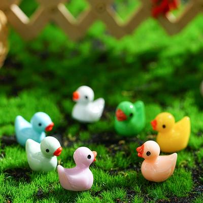 Mini Reçine Ördek Figürin Işıklı Dış Mekan Veranda Çim Bahçe Peyzaj Dekorasyon Aksesuarları 100/200/300 adet