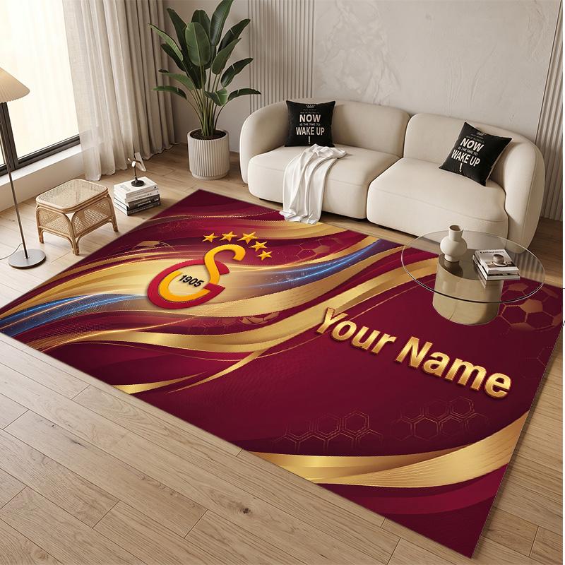 Personalized Crystal Velvet Carpet Galatasaray FC Pattern Non Slip Floor Rug