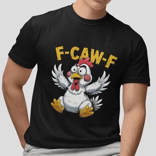 Funny Chicken F-CAW-F Graphic T-Shirt Vintage Sarcastic Humor Tee Unisex Gift XXXL
