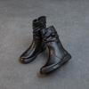 Stylish Women's Genuine Leather Mid-Calf Martin Boots - Versatile, Warm & Thick Soled for Autumn/Winter