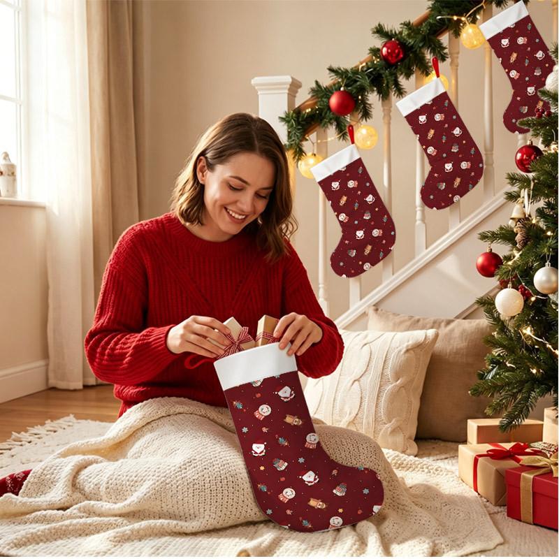 Christmas decoration fireplace hanging stockingChristmas Stockings 1pc 45.72 cm, Retro Festive Santa Reindeer