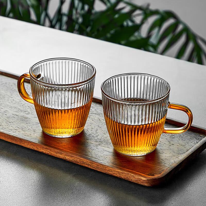 Zhuopu Hammered High Borosilicate Glass Teacups, 80ml Set of 4