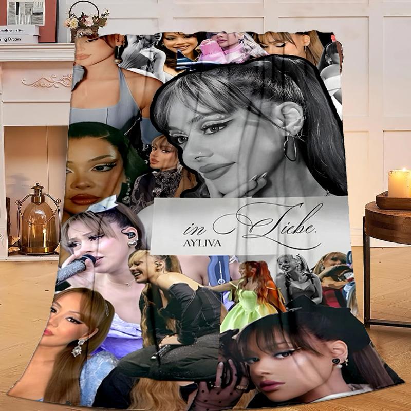 1PC music pop Ayliva Fashion Flannel Blanket Gift, Suitable for Both Men And Women, Soft Ideal for Beds And Sofa, Birthday Or Christmas Gift