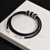 Customized Baeded Bracelets for Men Boys,3-Layers Leather Bracelet with Stainless Steel Tube,Jeweley Gift for Dad Husband