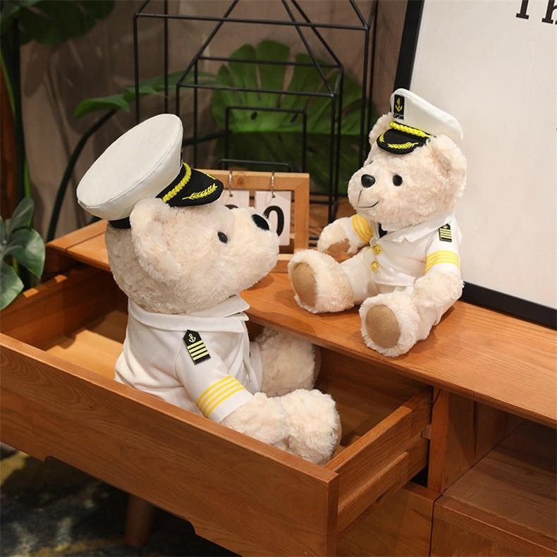 Plush Captain Teddy Bear Toy For Kids Soft Stuffed Animal Gift For Children