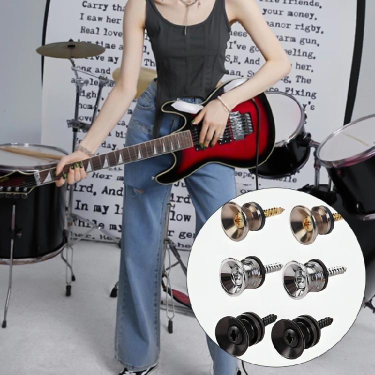 2Pieces Guitar Strap Locks Easy To Use Guitar Strap Buttons Iron Texture Bass Strap Locks Metal Guitar Pins for Guitar