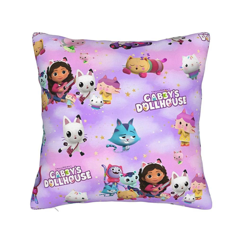 Gabby Dollhouse Cartoon Pillowcase Polyester Cushion Cover Decorative Cute Animals Pillow Case Cover Home Square 45X45cm