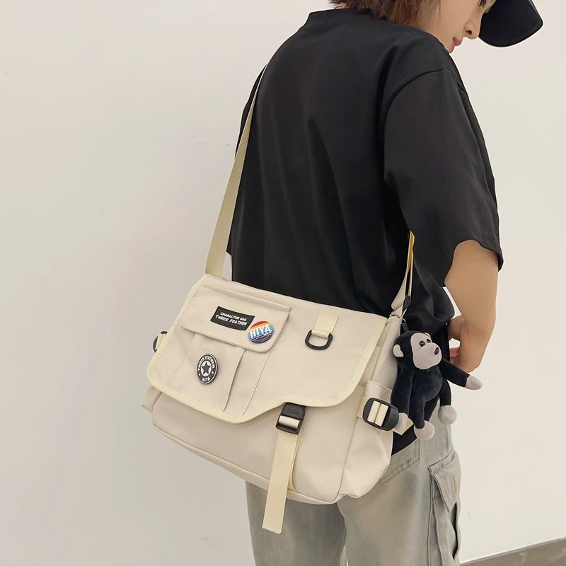 Dámská jednobarevná crossbody taška Pánská taška Messenger s velkou kapacitou Studentská taška přes rameno