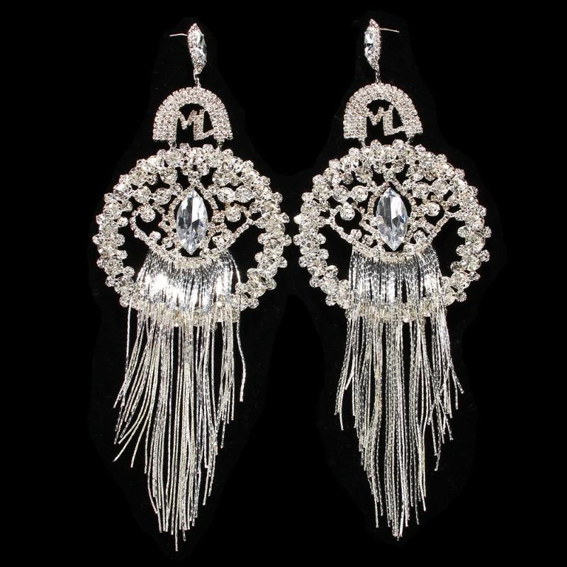 

Модные кисточки Длинные серьги Персонализированные Преувеличенные серьги, Банкетные Крупные Королевские Ювелирные серьги серебряный