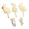 3/5pcs Easter Party Cake Decoration Gold Acrylic Rabbit Carrot Cupcake Toppers Happy Easter Dessert DIY Decor Kids Birthday Gift