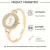 Luxury Gold Round Dial Fashion Rhinestone Round Quartz Bracelet Watch Elegant Women's Watch Clock Saati Relojes