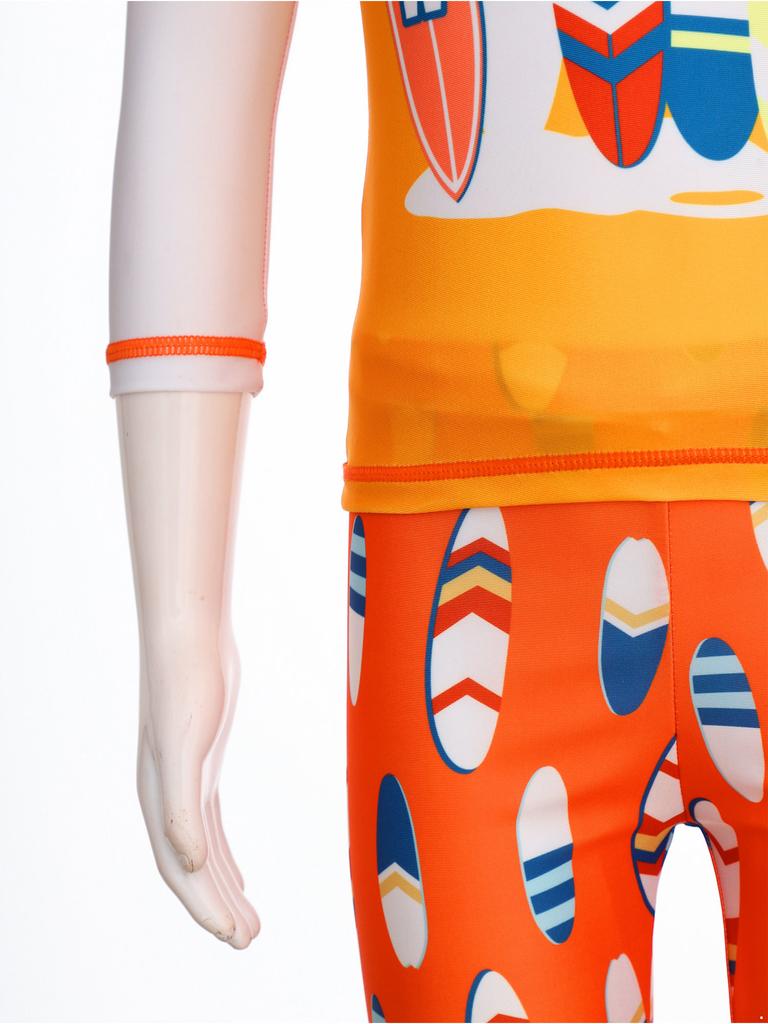 Jungen Zweiteiliges Schwimmset Langarm Cartoon Hai Print Oberteil Badeshorts Wellen Design Strand Badeanzug