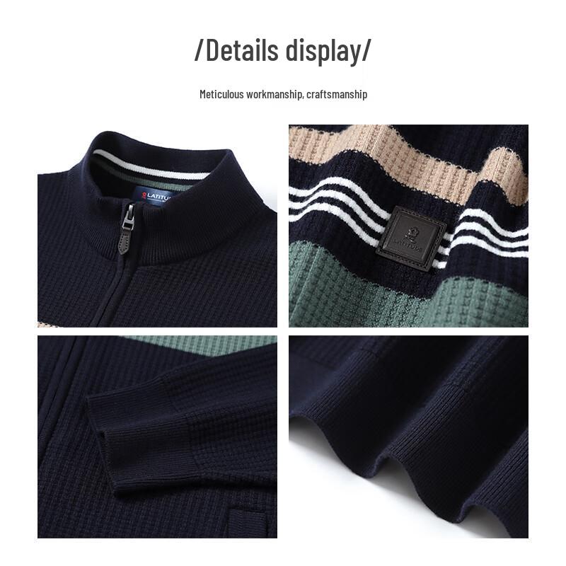 MONTAGUT Men's Thickened Stand Collar Zipper Knit Cardigan