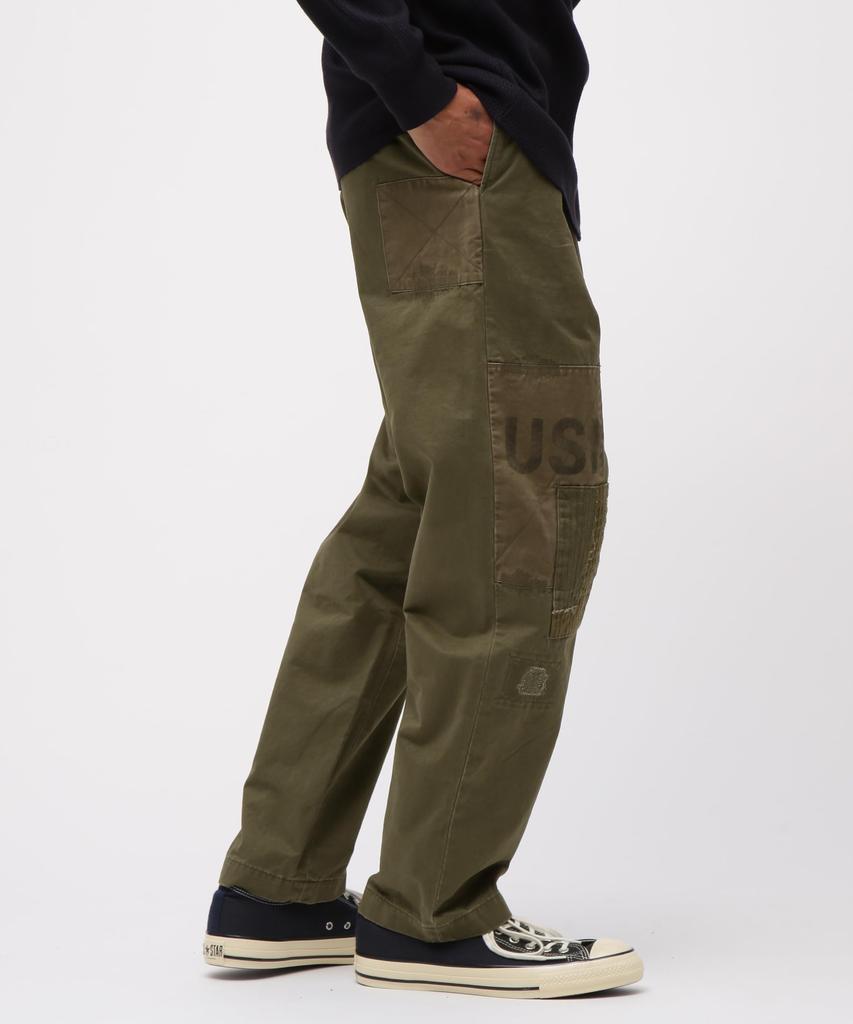 AVIREX RESTORE COLLECTION ARMY CHINO PANTS "REPAIR CUSTOM" XL 310 Olive 783-5210028