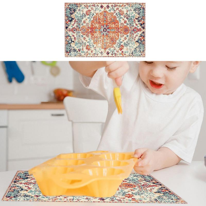 Matplatsmatta för småbarn 4X Söta djur Småbarnsplacematter Matningsmatta Småbarnsbordsmatta Babymatmatta För hem och resa