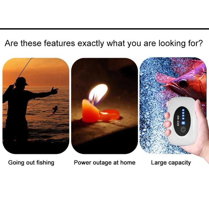 Aquarium Fischbecken Sauerstoff Luftpumpe Kompressor Aufladbar Leise USB mit Batterie Tragbar Fischerei Sauerstoffator 6000mA Outdoor