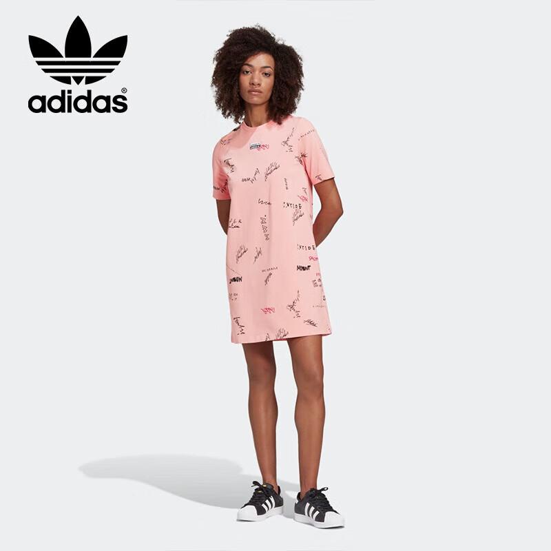 Adidas Originals Women s Letter Print Short Sleeve Dress 36