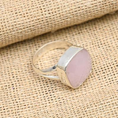 Pretty Pink Chalcedony Gemstone Handmade 925 Solid Sterling Silver Jewelry Ring For Wedding Gift