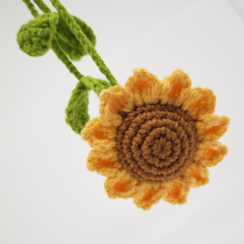 Handmade Sunflower Car Mirror Hanging Ornaments Unique Car Interior Decoration Upgrades Set of 2 for Interior Designs