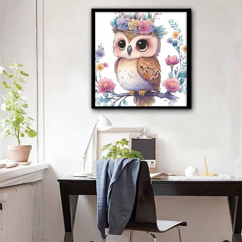 New Arrival 5D DIY Full Circle Diamond Painting "Painted Owl" Embroidery Cross Stitch Home Decor Gift