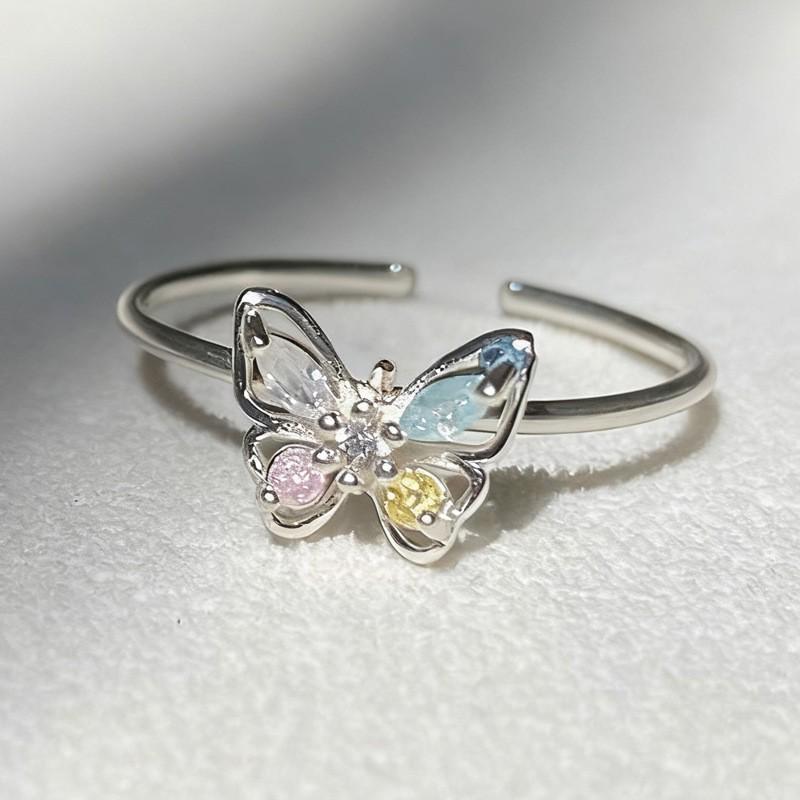 

Women s Summer Butterfly Ring with Colorful Cubic Zirconia - Open Design for a Dreamy, Simple Look