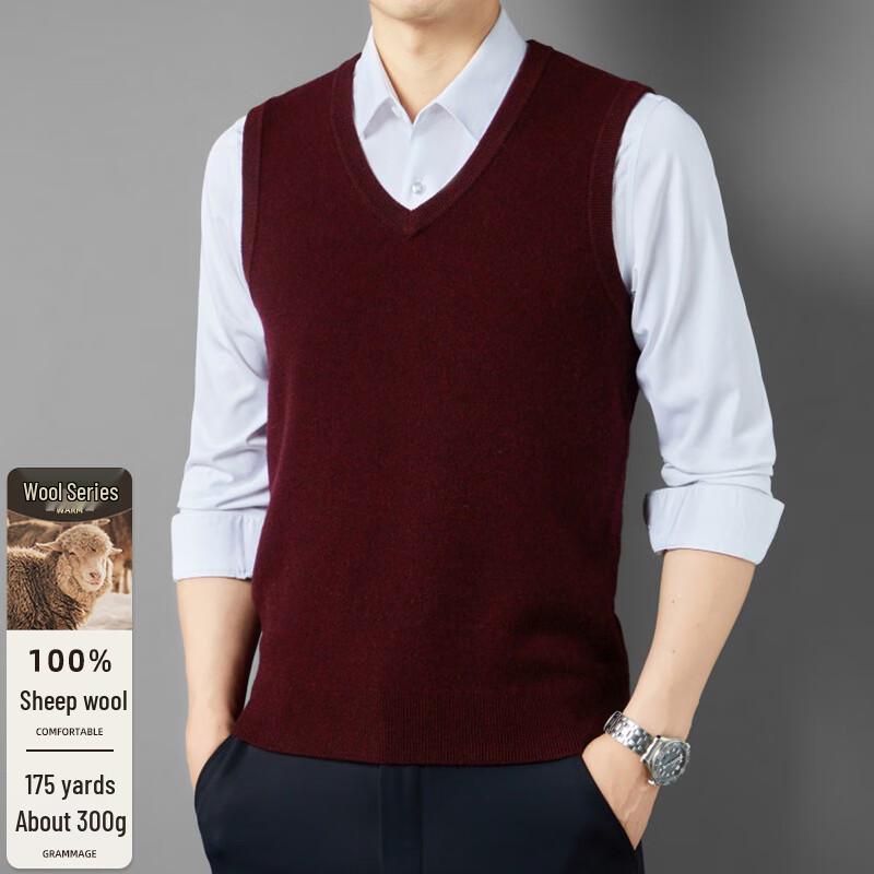 

Мужской вязаный жилет с V-образным вырезом Fengxun из 100% чистой шерсти FXT6450 3XL