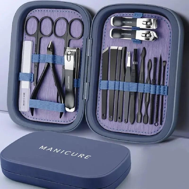 

New nail clipper set 18 In 1 Professional Manicure Set High end stainless steel eagle beak pliers Nail and Foot Repair Knife Set