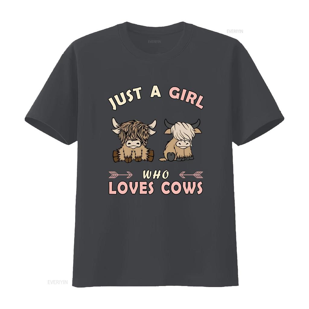 Just Girl Who Loves Cows Fashion  T Shirt Women Soft Stretchy Summer Top Unique Print Design Cute Trendy Daily Wear Cow Lover