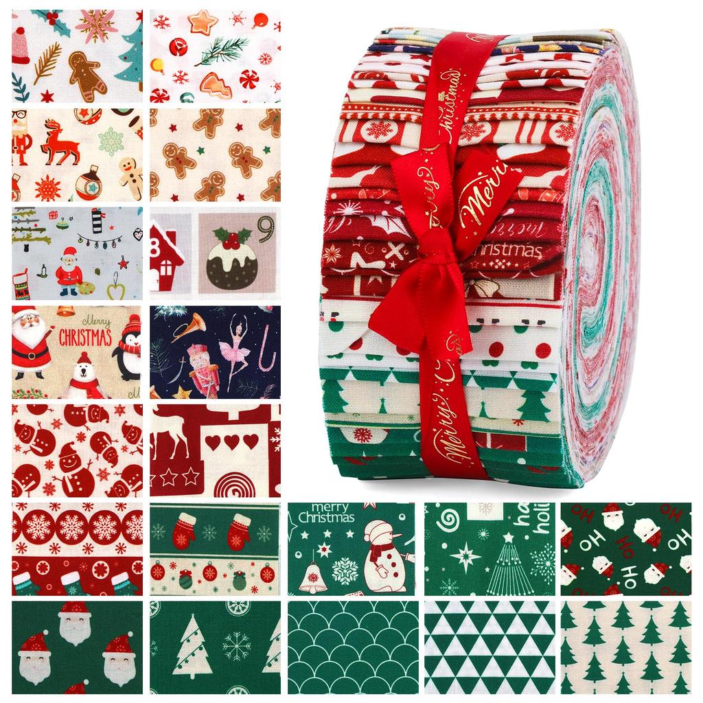 Fenrry 25/33 Stück Rollstoff Patchwork Rollstoffstreifen zum Quilten Basteln Quiltstoff-Set zum Decke Nähen DIY