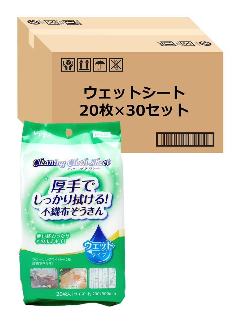 Strix Design Wet Wipes Cleaning Made in 600 sheets sheets x 30 20 x 30 Suitable for Floor Wipes, Thick, Japan, (20 packs) [Case Sold] Approx. cm,