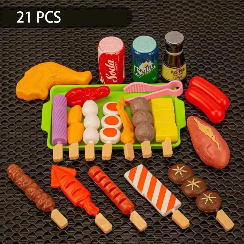 Нетоксичный детский набор для симуляции барбекю Игровой набор для приготовления барбекю Кухонные игрушки Интерактивный гриль Игровые продукты Посуда Игровой набор для детей