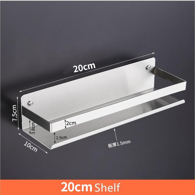 Koupelnová police Nerezová ocel Čtvercové rohové police Držák na ručníky Držák na šampon do sprchy Kuchyňský stojan na koření