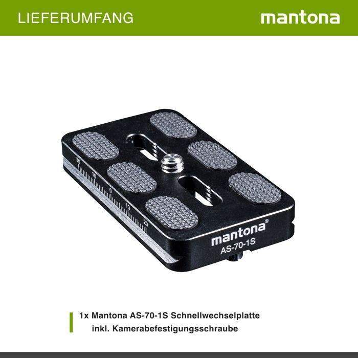 Rychloupínací destička - mantona - as-70-1s - CNC obráběný hliník - černá - arca-swiss