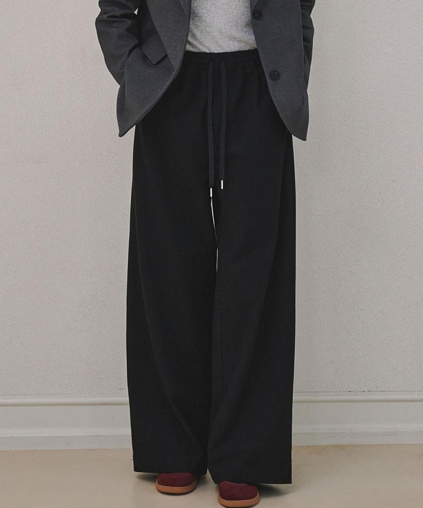 MALOUPE 2168 Brushed Four-Way Stretch Wide Pants (Black)