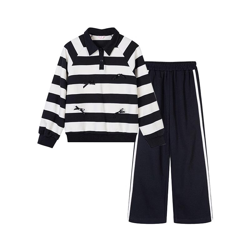 

Fuluomi Girls Striped Top & Straight-leg Pants Set 130